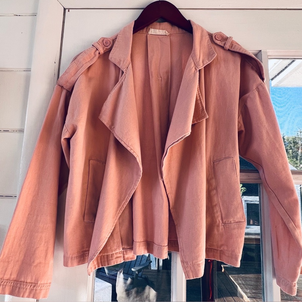 Sophie Rue 100% Cotton Mauve Open-Front Draped Lightweight Jacket. Sz M.